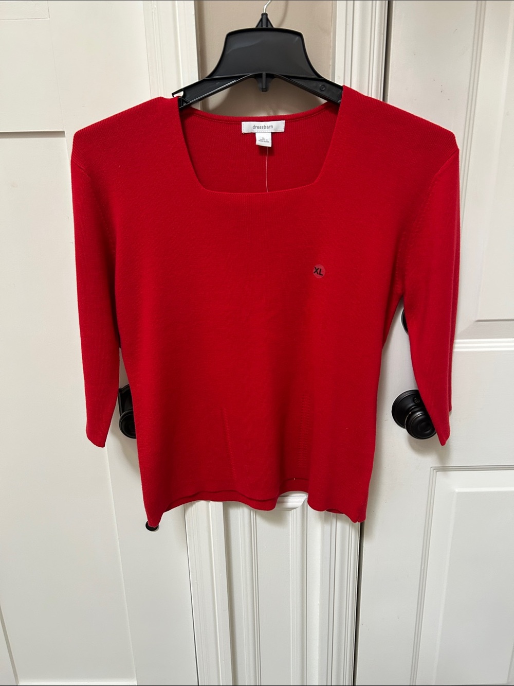 Escada Vibrant Red Square-Neck Knit Top
